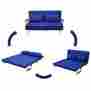 02-0755 Homcom Modern Sofa Bed Mattress Folding Blue Futon Couch Guest Game Dorm Room Furniture 0743541684321