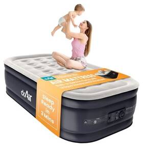 Aerobriz Inc. 850069499112 Air Mattress 18 Inch Raised Inflatable Bed With Built-in Twin Cool Gray/black