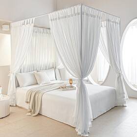 Ai-cl01 Aikasy Canopy Bed Board With Top And Self-adhesive Strips White Gauze Prince