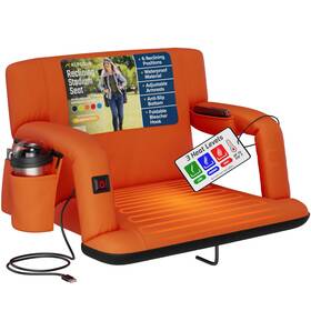 Alpcour 850036463368 Heated Reclining Stadium Seat For Bleachers Wide Bleacher Chair