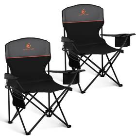 E01cc-801-2-ac Alpha Camp Camping Chairs 2 Pack 35.83 In X 21.26 36.61 Black&grey
