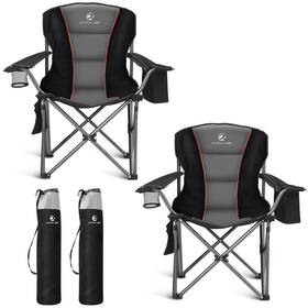 E01cc401-bk-2 Alpha Camp Folding Camping Chair For Adults Oversized Heavy Twin Pack Black