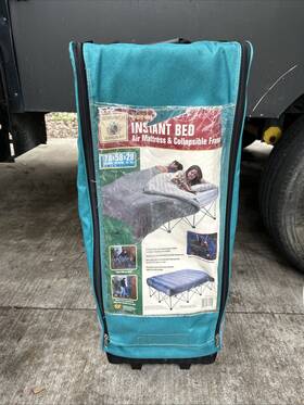 Alpine Ridge Amf-530 Queen Size Instant Bed Collapsible Frame Only Easy Set Up Bag With Wheels