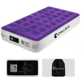 Angel Sar 744110481235 13 Inch Purple Twin Air Mattress With Built-in Pump Waterproof Blow Up