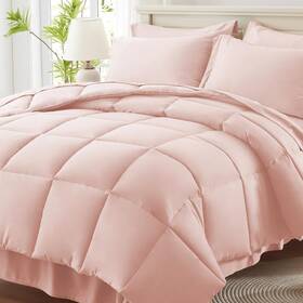 Anus24cf01pi8888 Anluoer Queen Comforter Set 7 Piece Pink Bed In A Bag With Comforters Pillo