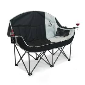 Yh-218 Aruru Double Camping Chair With Cooler Oversized Heavy Large Black Grey
