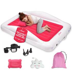Asani 610395675174 Inflatable Toddler Travel Bed With Electric Pump Leakproof Air Mattress Re