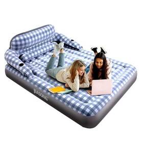 Us68915-p Asf Air Mattress With Headboard Fast Inflation/deflation Inflatable Queen Plaid