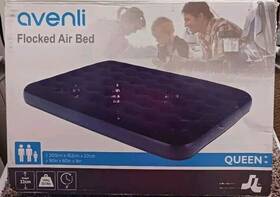 Msc106 Avenli Flocked Air Bed Queen Size Surface 80x60x9 Inch Blue - New