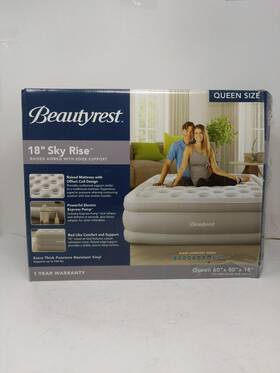 Beautyrest 612650633592 Skyrise Raised Air Bed With Edge Support Inflatable Mattress