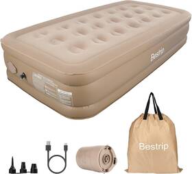 Bestrip 974972290803 Air Mattress Twin With Built-in Pump 16 Inch Single Inflatable