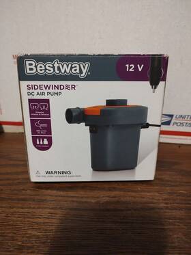 62144e Bestway 12v Sidewinder Dc Air Pump 680 L/min Flow Inflate/deflate 3 Valves