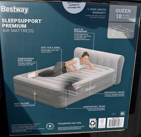 67111ve Bestway Sleepsupport Premium Queen Air Mattress 18 Inch Height Built-in Pump Gray