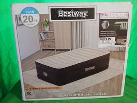 6717he Bestway Soft Top Air Mattress With Built-in Pump - Twin Size Carry Bag Nib
