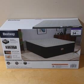 Bestway 671gpb Tritech King Air Mattress 24 In High Built-in Pump Storage Bag Indoor