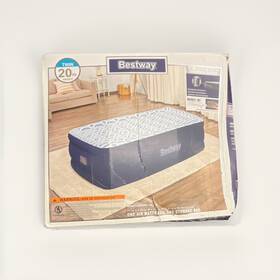 67763e Bestway Twin Air Mattress Built-in Pump 20in Height Blue/white Geometric