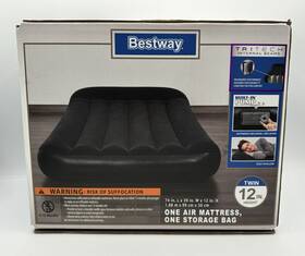 67931e Bestway Twin 12 Inch Tritech Air Mattress Black With Built In Pump
