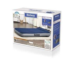 67932e Bestway Tritech 12 Inch Built-in Pump Twin Air Mattress - Blue