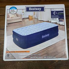 Bestway 821808038619 Tritech Air Mattress Twin 20 Inch With Built-in Ac Pump Navy