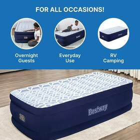 Bestway Wm4729682 Tritech Twin Air Mattress 20 Inch Raised Bed With Built-in Pump Blue