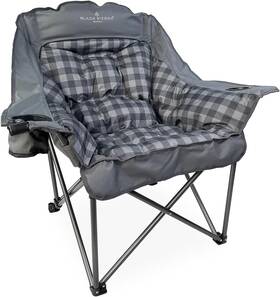 Qach-017c-blk-bse Black Sierra Equipment Plush Camping Chair For Sports And Outdoors X-large Black/grey