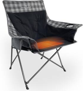 Qach-018fh-gry-bse Black Sierra Equipment Heated Camping Chair With Battery X-large Gray Buffalo Check