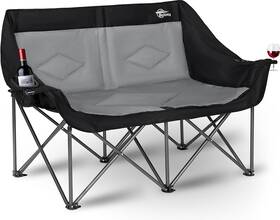 Bs-lyy-01-b Bolosy 2 Person Camping Chair Loveseat Oversized Black And Grey
