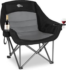 Bs-lyy-03 Bolosy Oversized Xl Camping Chairs For Adults Heavy Single Pack Black And Grey