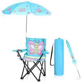 Duu-burbell-0299 Burbell 1 Set Kids Beach Chair With Umbrella 14.9 X 11.8 18.9 Inches Blue