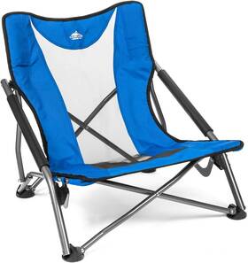 Cascade Mountain Tech 850010345116 Folding Camp Chair For Camping Low Profile Royal Blue