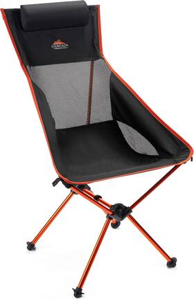 Hbs-bk-2 Cascade Mountain Tech Outdoor High Back Lightweight Camp One Size Black
