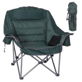 52644 Cden Oversized Camping Chair Padded Lawn With Cup 1 Pack Green