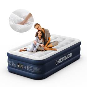 Cherimor 198168897812 Twin Air Mattress With Built In Pump And Quilted Topper 20 Inch Comfort