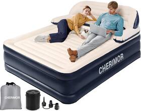 Ak-q-18-grwh Cherimor Queen Air Mattress With Rechargeable Built In Pump And Headboard 18 Inch Lean Ba