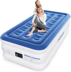 Ch13-txl-whbl Cherimor Twin Xl Air Mattress With Built-in Pump 18 Inch Raised 80 Length Leak-proof Blue