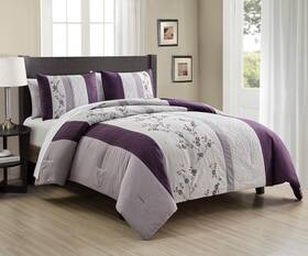 Chezmoi Collection 840079149497 Everly King Bed In A Bag 7-pieces Luxury Lavender Purple G