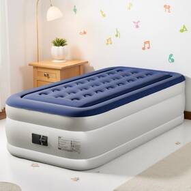 Jt-02459705 China Twin Size Air Mattress With Built-in Pump - Blue 3-min Inflation Storage Bag