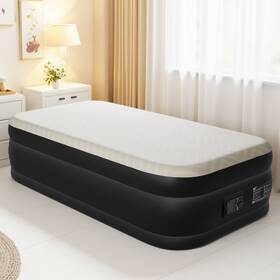 Jt-31604121 China Twin Size Air Mattress With Built-in Pump - Beige 3-min Inflation Storage Bag