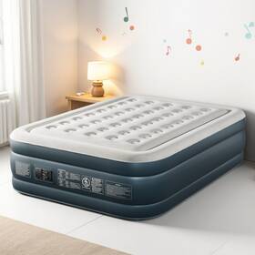 Jt-98118013 China Queen Size Air Mattress With Built-in Pump - Gray 3-min Inflation And Storage Bag