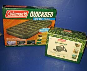 5998g300 Coleman Quickbed Twin Size Flocked 6 Inch And Quickpump - New Old Stock
