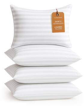 Comfort Mantra 840399773709 Bed Pillows Queen Size Set Of 4 Cooling Pillow With 100% Cotton Cover D