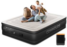 Commouds 977757200226 Queen Air Mattress With Built-in Battery Powered Removable Pump 18 Inch High Inf