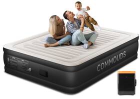 C-am-queen-8 Commouds Queen Air Mattress With 2000mah 18 Inch Raised - Black/white