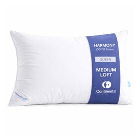 Cb-550harmony-med-q Continental Bedding Harmony Collection 550 Fill Power Down Pillow Soft Medi