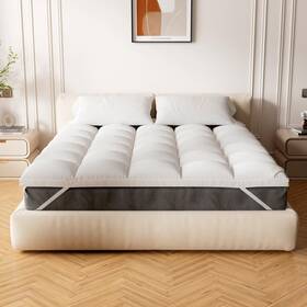 Bed-topper-036 D & G The Duck And Goose Co 625672098860 Extra Thick Fitted Mattress Topper - Twin Size Soft Cooling Pillow Top Ma