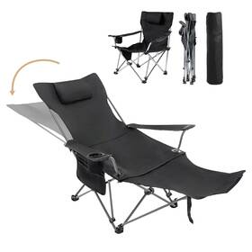 256681 D Lian Dong Reclining Camping Chair With Removable Footrest Adjustable Standard Black