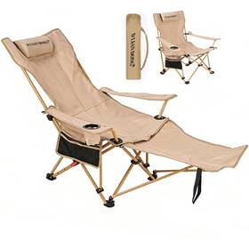 256972 D Lian Dong Reclining Camping Chair With Footrest 4-position Adjustable Standard Yellow