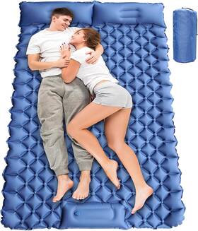 Pad03 Derstt Double Sleeping Pad For Camping-4 Inch Extra-thick 80 X 52 4 Inches Blue