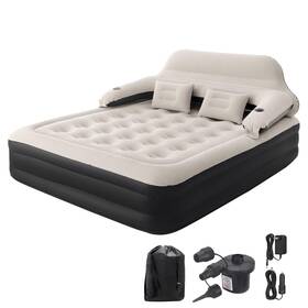 24272v01 Dimar Garden Queen Size Air Mattress With Headboard And Pump Blow Up Inflatable B