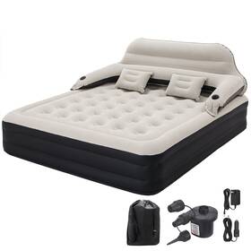 24382 Dimar Garden King Size Air Mattress With Headboard And Pump Blow Up Inflatable Be